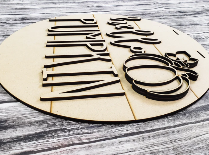 Close up of the unfinished door sign.