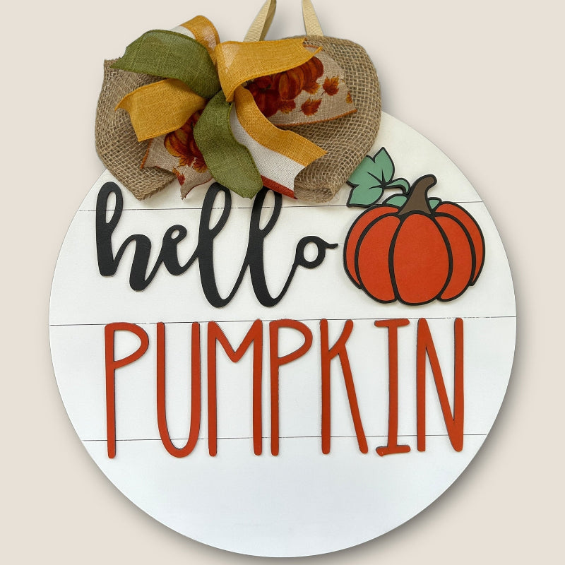 Hello Pumpkin door sign for the sports fan.