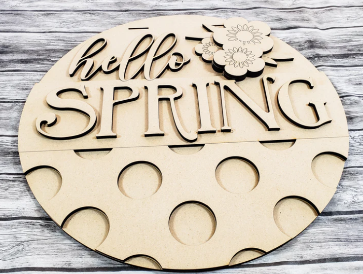 Close up of the unfinished door sign.