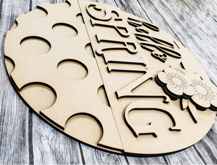 Close up of the unfinished door sign.