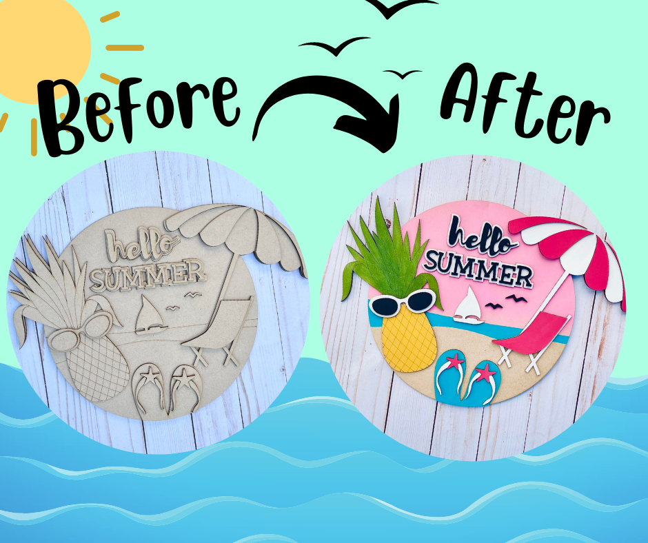 Before and after sample of the sign.