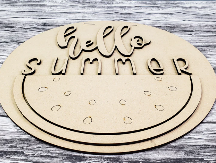 Close up of the unfinished door sign.