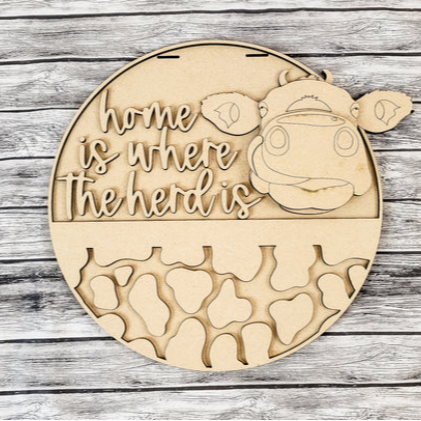 Home Sweet Home where the Herd is DIY door sign for crafters.