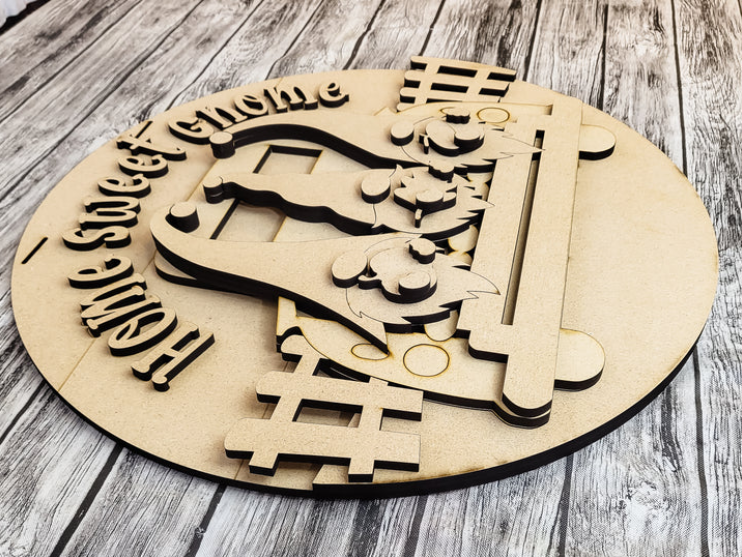 Close up of the unfinished door sign.