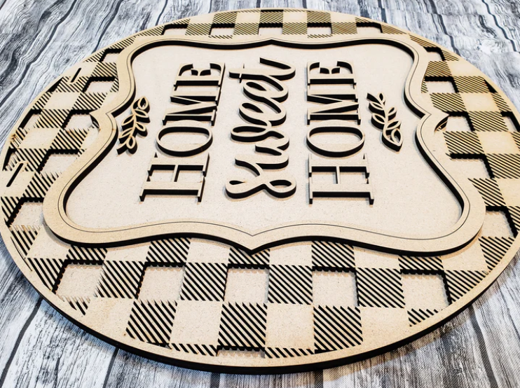 Close up of the unfinished door sign.