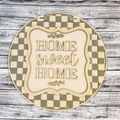 Home Sweet Home buffalo plaid unfinished DIY door sign for crafters.