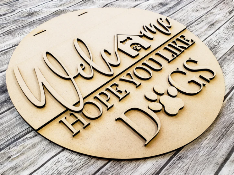 Close up of the unfinished door sign.