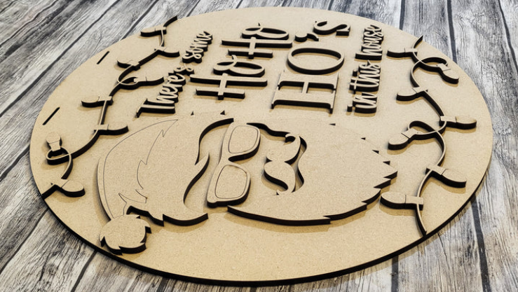 Close up of the unfinished door sign.