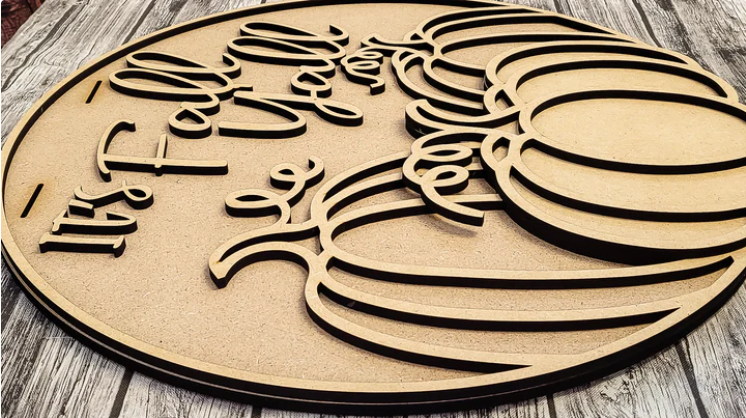 Close up of the unfinished door sign.