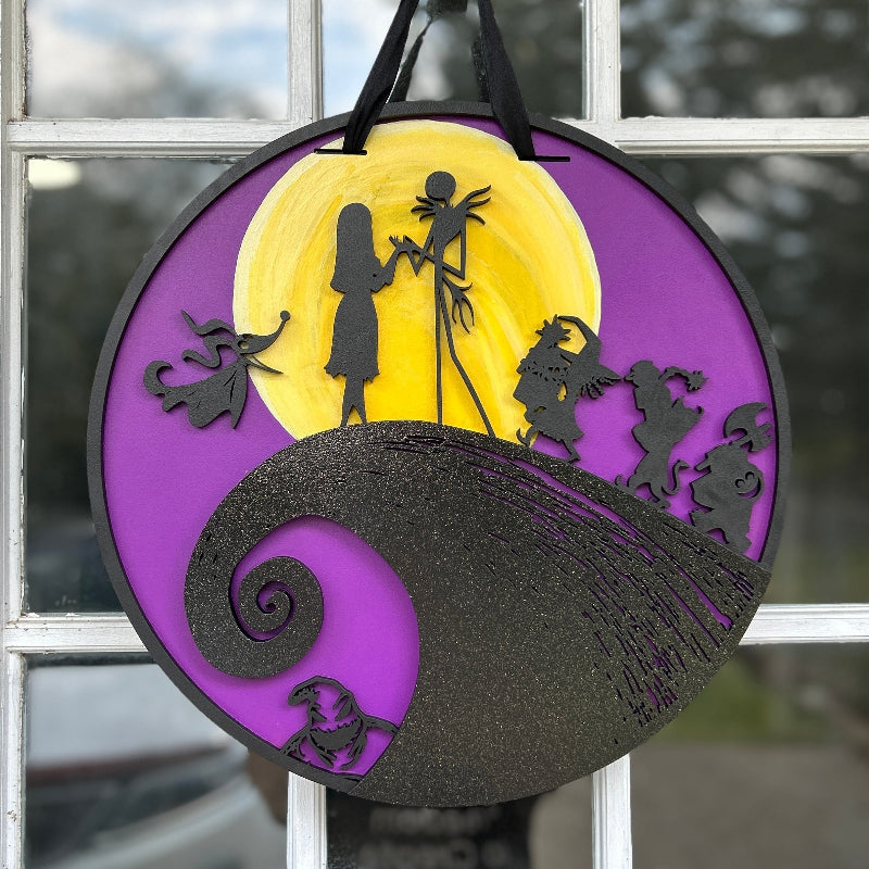 Jack and Sally finished door sign.