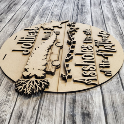 Close up of the unfinished door sign.