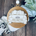 Just Married Couple ornament with the year the bride and groom had their wedding.