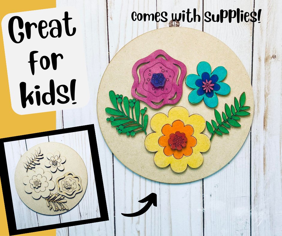 Small flowers DIY blank for kids.