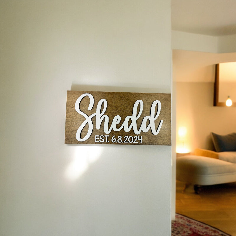 Wedding sign show casing the newlyweds last name and when they were married.