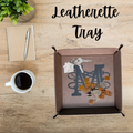 Personalized leatherette tray for keys, coins and other things you pull out of your pocket.