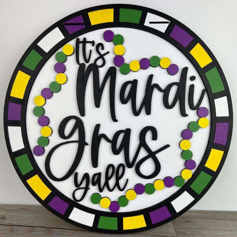 Mardi Gras finished door sign.