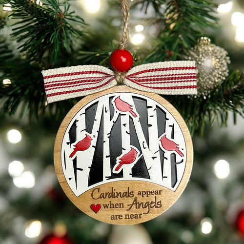 Cardinal ornament with a cute saying.