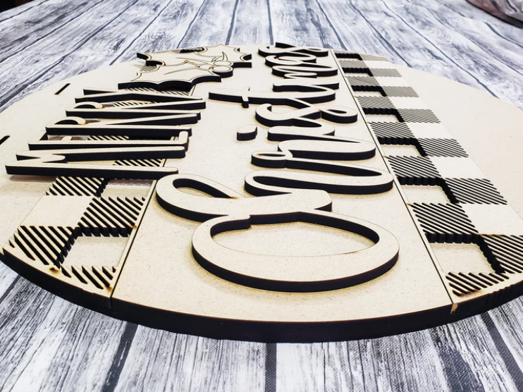 Close up of the unfinished door sign.