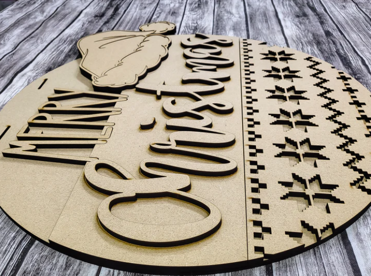 Close up of the unfinished door sign.