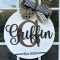 Monogramed finished door sign.