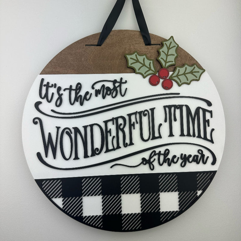 Most wonderful time of the year finished door sign.