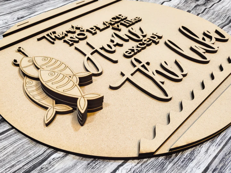 Close up of the unfinished door sign.
