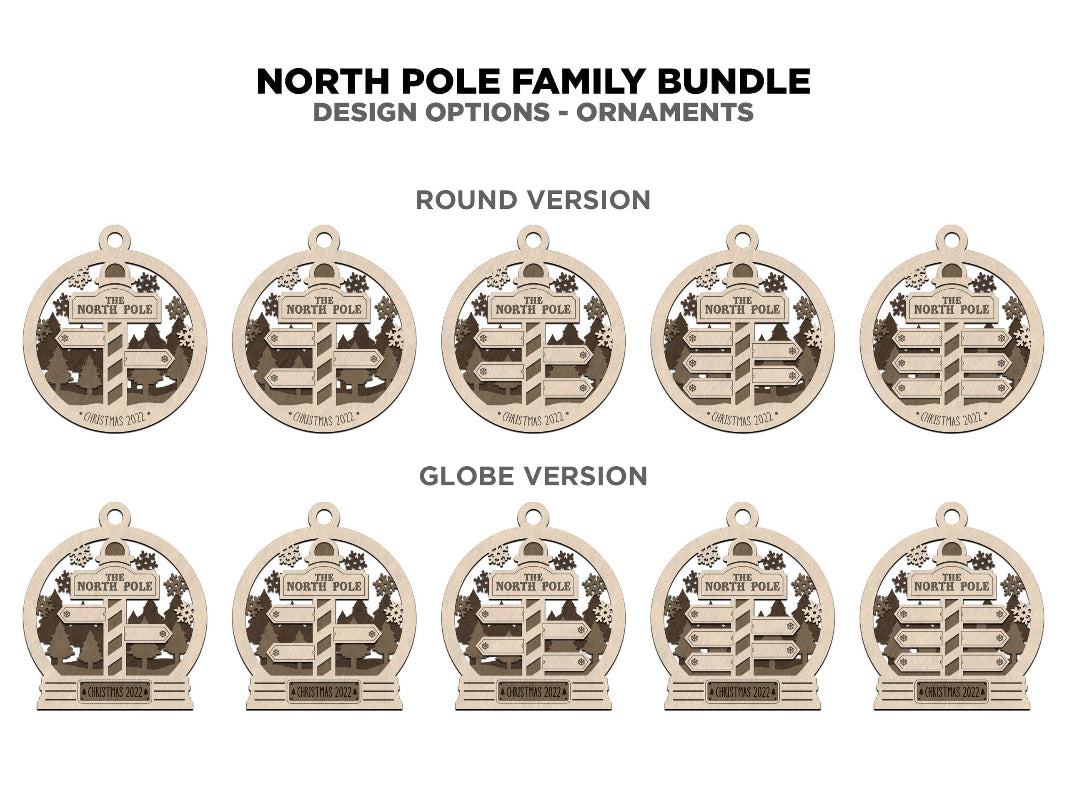 Different versions of the ornaments depending on how many names to add.