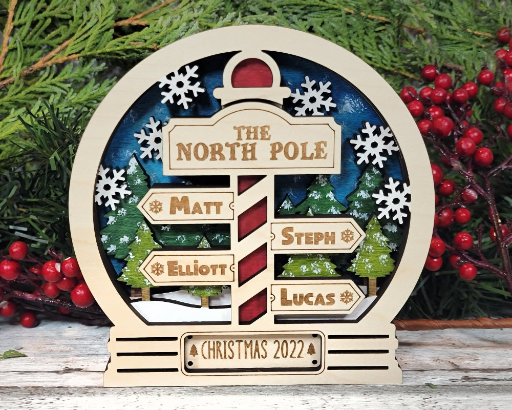 Snowglobe version for the North Pole Family Sign