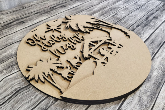 Close up of the unfinished door sign.