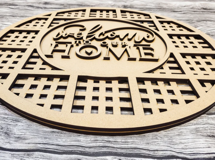 Close up of the unfinished door sign.