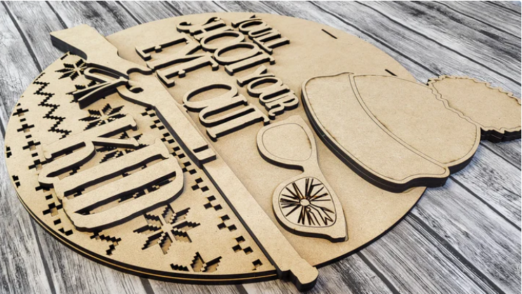 Close up of the unfinished door sign.