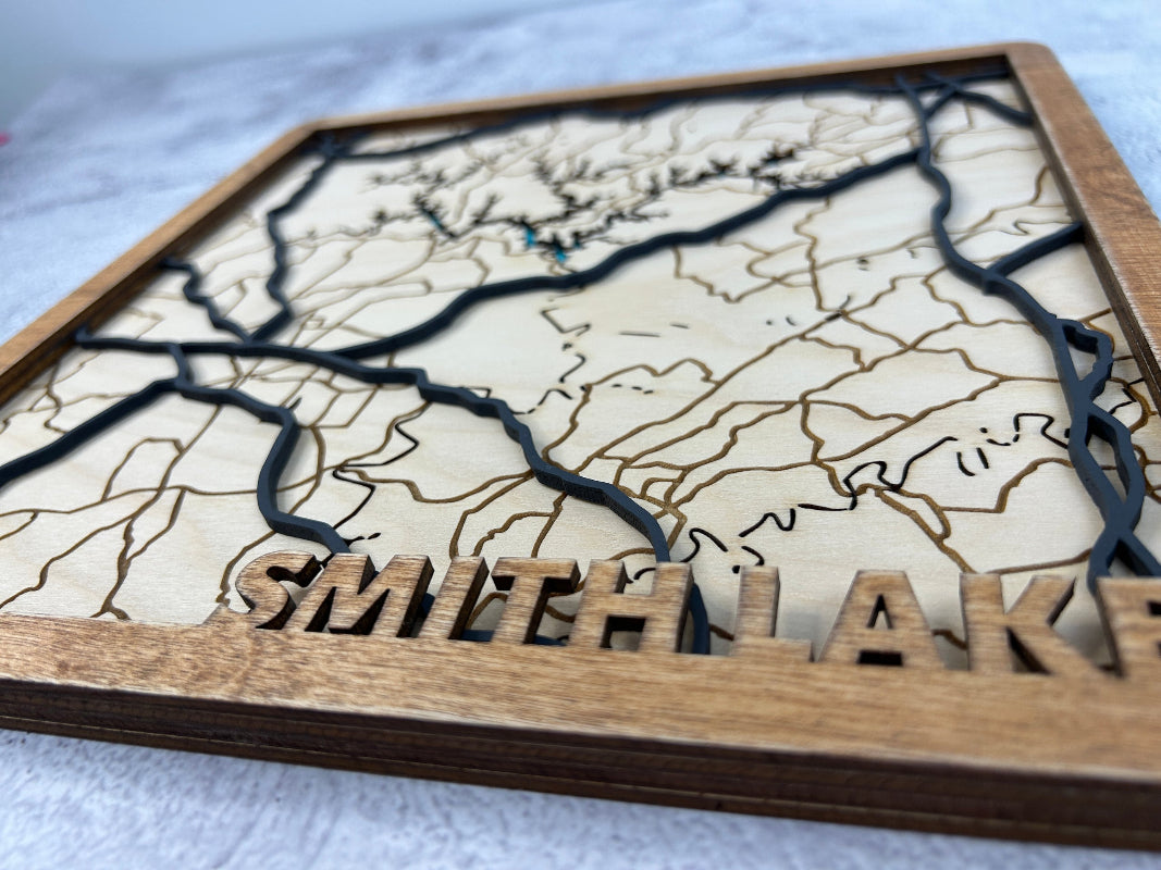 Showing the 3d layers of the Smith Lake sign.