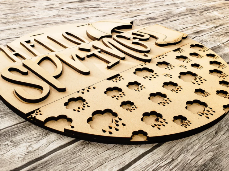 Close up of the unfinished door sign.