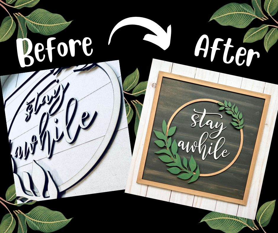 Before and after sample of the sign.