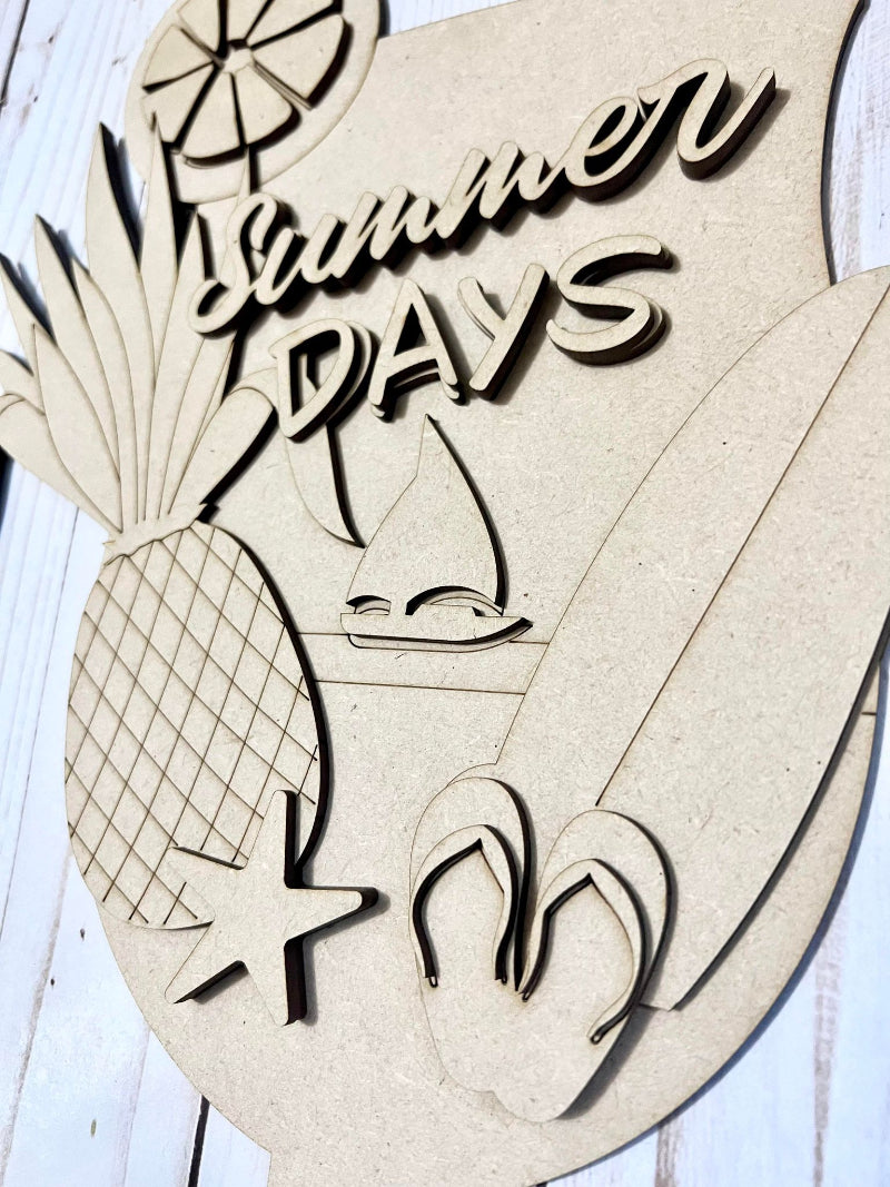 Close up of the unfinished door sign.