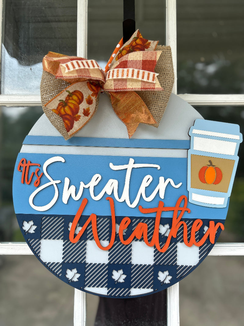 Sweater Weather finished door sign for Fall.