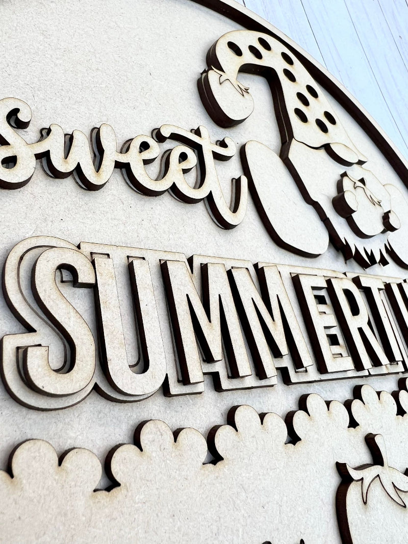 Close up of the unfinished door sign.