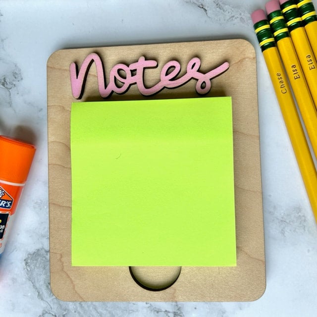 Close up of the sticky note holder