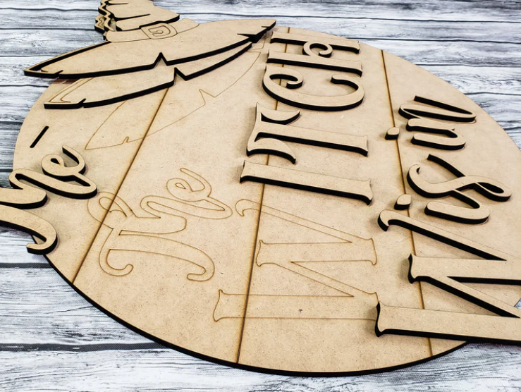 Close up of the unfinished door sign.
