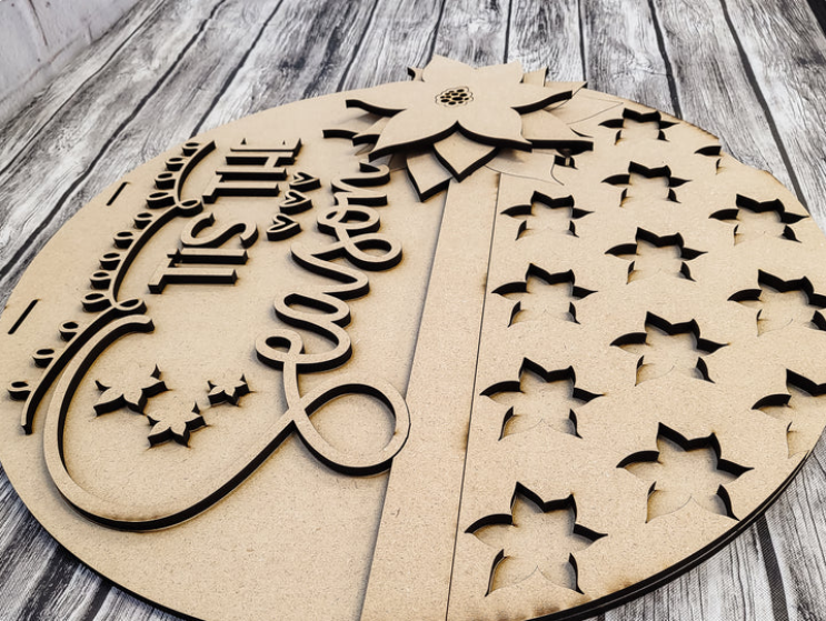 Close up of the unfinished door sign.