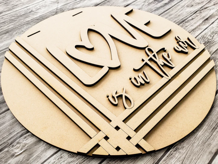 Close up of the unfinished door sign.