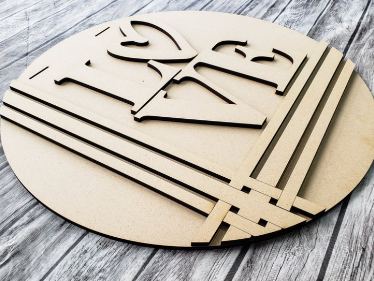 Close up of the unfinished door sign.
