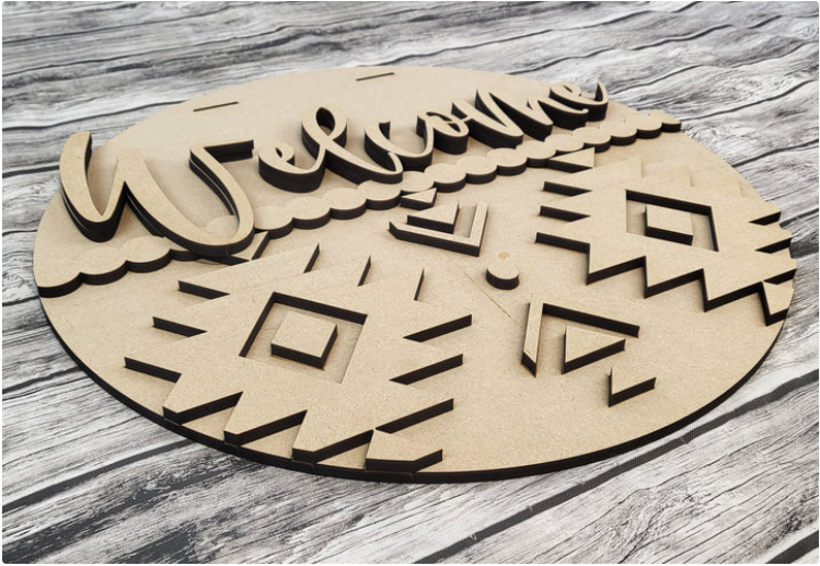Close up of the unfinished door sign.