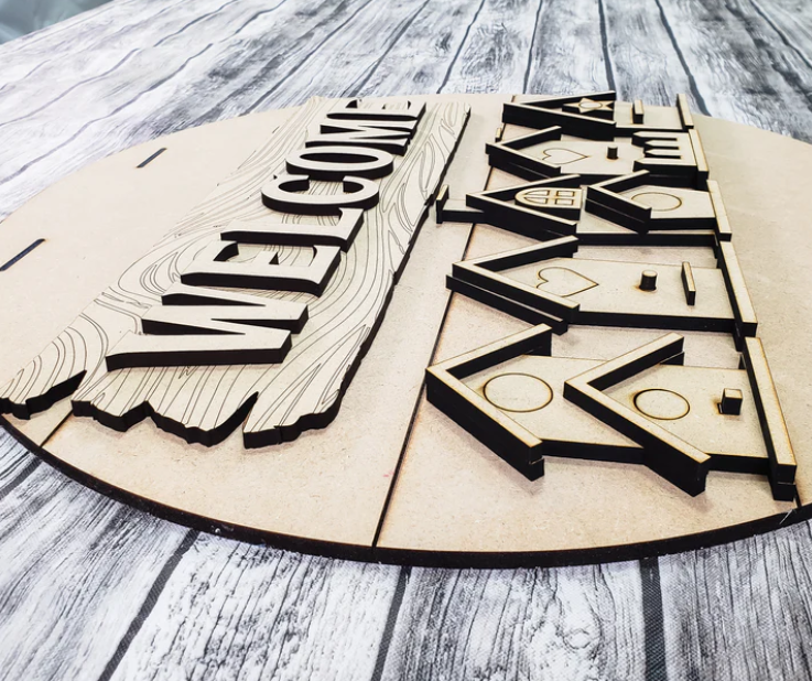 Close up of the unfinished DIY sign.