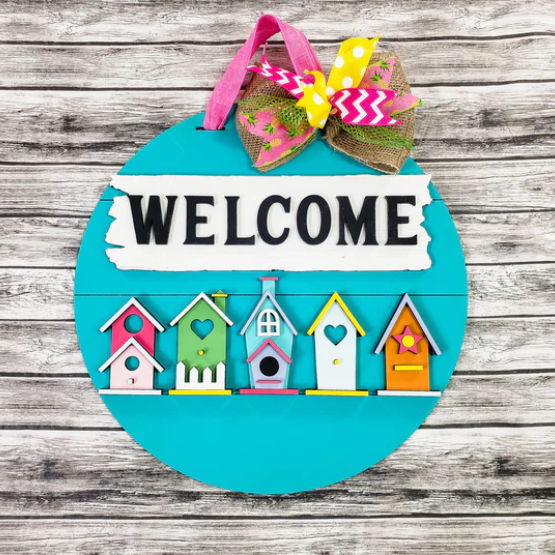 Bird House finished door sign.