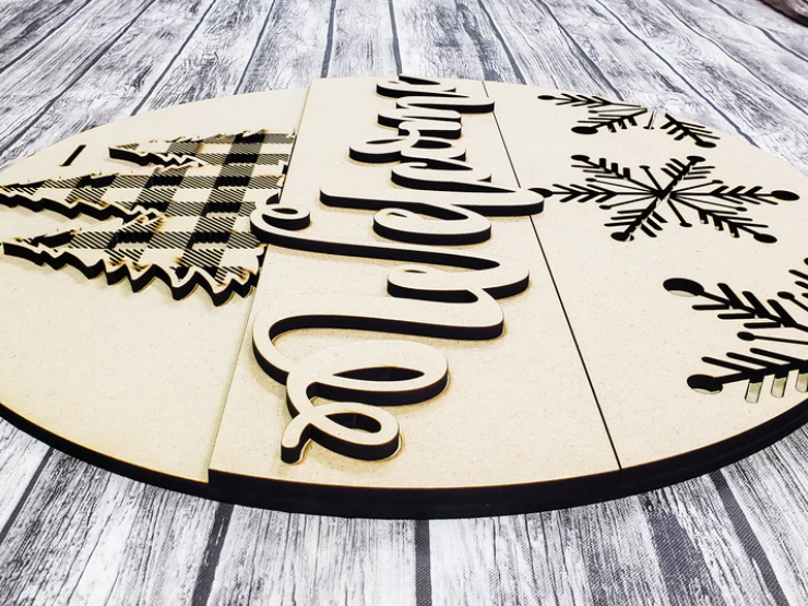 Close up of the unfinished door sign.