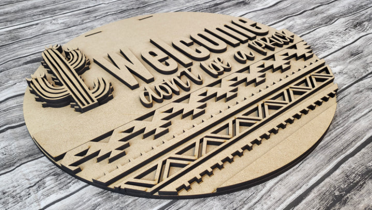 Close up of the unfinished door sign.