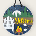 Welcome campfire finished door sign.