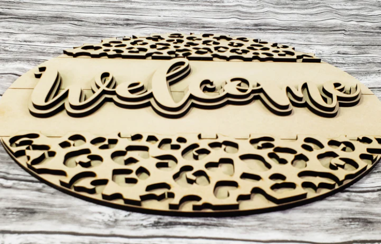 Close up of the unfinished door sign.