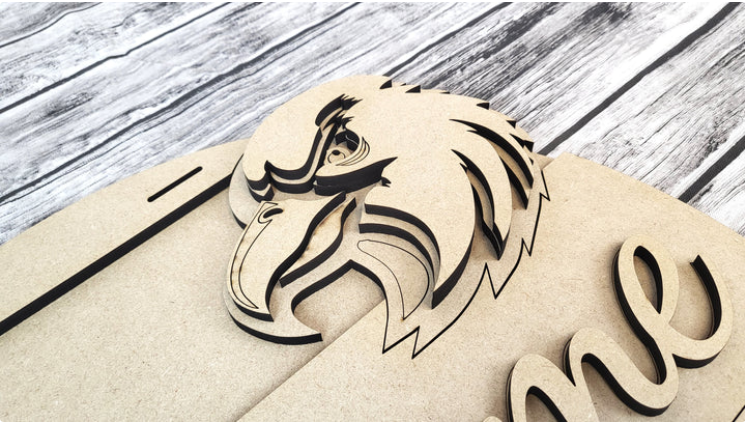 Close up of the unfinished door sign.